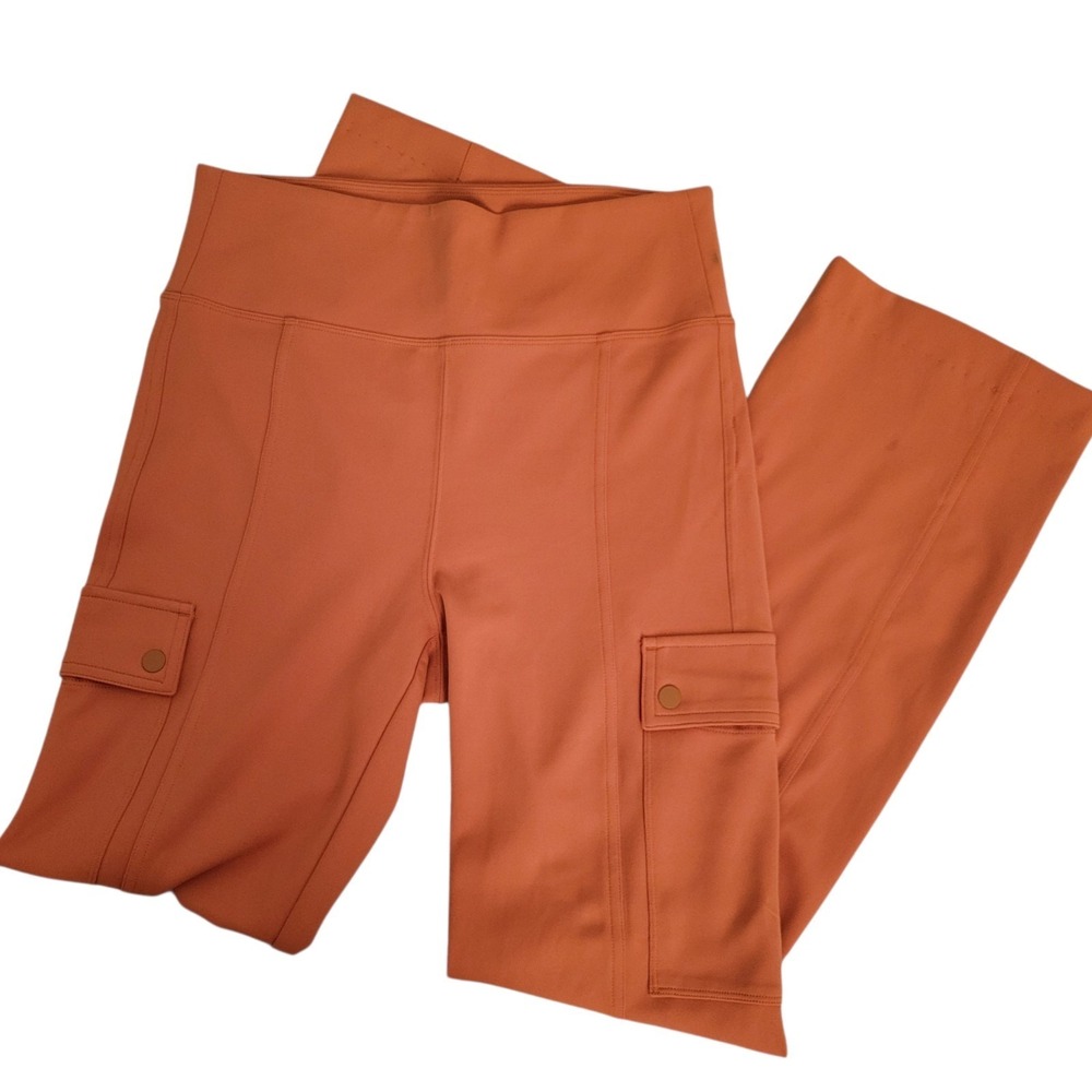 Athleta Delancey Straight Cargo Pant Burnt Orange High Rise Size Small READ